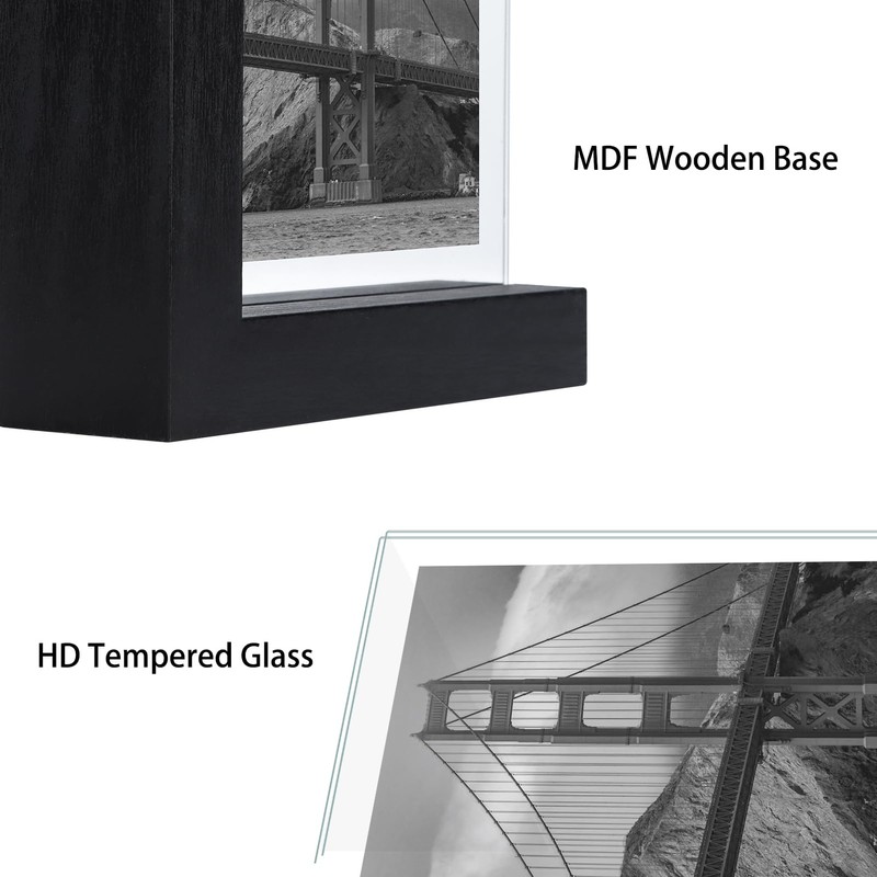 Lavezee 2 Pack 5x7 Picture Frames Made of Black Wooden
