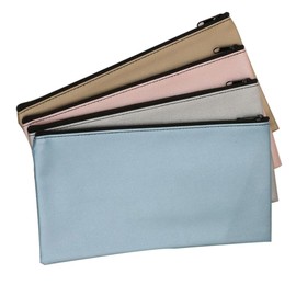 Zipper Bank Bags,4 Pack Money Pouch Bank Deposit Bag PU Leather Cash and Coin Pouch bank envelopes with zipper (4Colors-01)