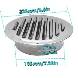 8 Inch Silvery Stainless Steel Air Vents, JSIXASO Louvered Grille Round Wall Vent Cover with Screen Mesh for Bathroom, Kitchen, Garage, Attic, Warehouse, Storage Room Ventilation
