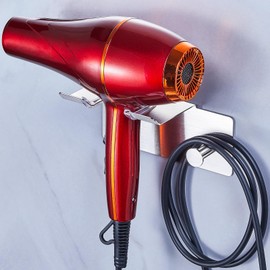 WAYASI Blow Dryer Holder Wall Mounted, Adhesive Hair Dryer Holder Wall Mount, Hairdryer Holder for Bathroom, Salon Hair Tools Organizer Storage, Hair Tools Holder, Silver