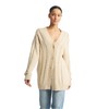 NAADAM Women Cafe Cotton Cashmere Cable Knit Cardigan, Ecru,Medium