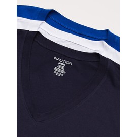 Nautica Men's Cotton V-neck T-shirt - Multipack, Peacoat/Cobalt/White - 3 Pack, X-Large
