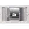 Three-way plastic side wall/ceiling register in white 14"w X 8"h for duct opening (outside dimension is 15.75"w X 10"h)