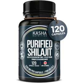 Kasha Purified Shilajit (120 capsules, 60-day supply) – Pure Himalayan shilajit with 500 mg daily dose, 50% fulvic acid. Supports rejuvenation, urinary health, and overall wellness for men and women.