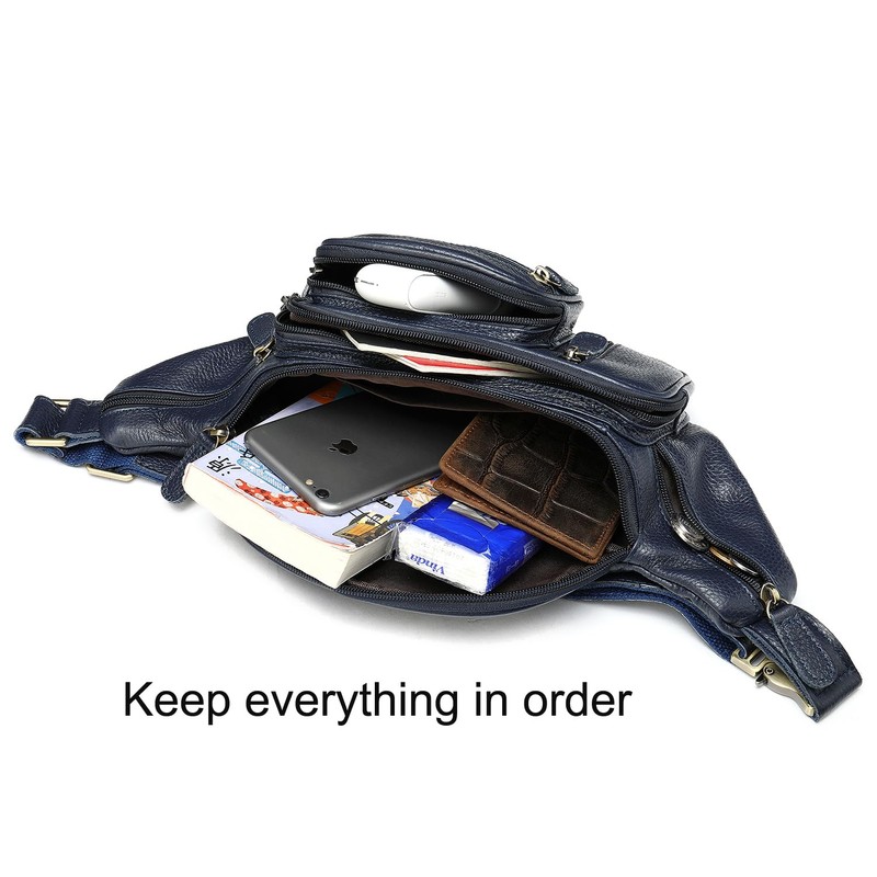 Riñonera grande de piel auténtica, impermeable, de alta calidad, bandolera,