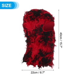 PATIKIL Distressed Balaclava Ski Mask, Balaclava Camo Knitted Face Mask Windproof Face Cover for Women Men Outdoor Sports, Black Red/Red