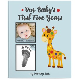 NOVARENA Keepsake Memory Book for Baby Boy or Girl Timeless First 5 Year Baby Book A Milestone Baby Book from Birth to Age 5 Gender Neutral Journal Scrapbook Photo Album Stickers Baby Ink Pad