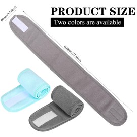 Pack of 2 Hair Bands, Cosmetics, Adjustable Cosmetic Hairband, Spa Headband, Terry Towelling Hairband, Spa Headband, for Washing Facial Shower, Yoga, Sports (Grey, Blue)
