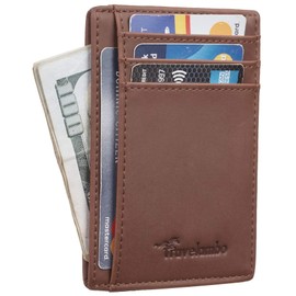 Travelambo Travelambo Slim Wallet Front Pocket Minimalist Leather RFID Blocking Medium Size