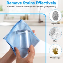 cobee 6Pcs Streak Free Glass Cleaning Cloths, Microfiber Glass Polishing Cloth Lint Free Window Car Mirror Clean Cloth Glassware Wipes for Windshield Shower Eyeglass 12 x 12 in