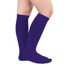 American Trends Kids Toddler Soccer Socks Knee High Tube long Three Stripes Uniform Socks for Boys Girls 1-9 years, 1 Pack Purple, 3-6 Years