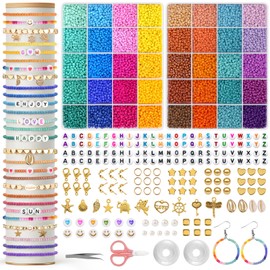 Amteker 18000 Beads for Threading 3 mm, Bracelets Make Yourself, 40 Colours, Jewellery Crafts, Girls Gifts for Girls, Beads for Bracelets for Earrings, Necklaces and Bracelets