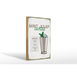 Ontrada Holzschild 20x30cm Mint Julep Cocktail Recipe Holz Schild