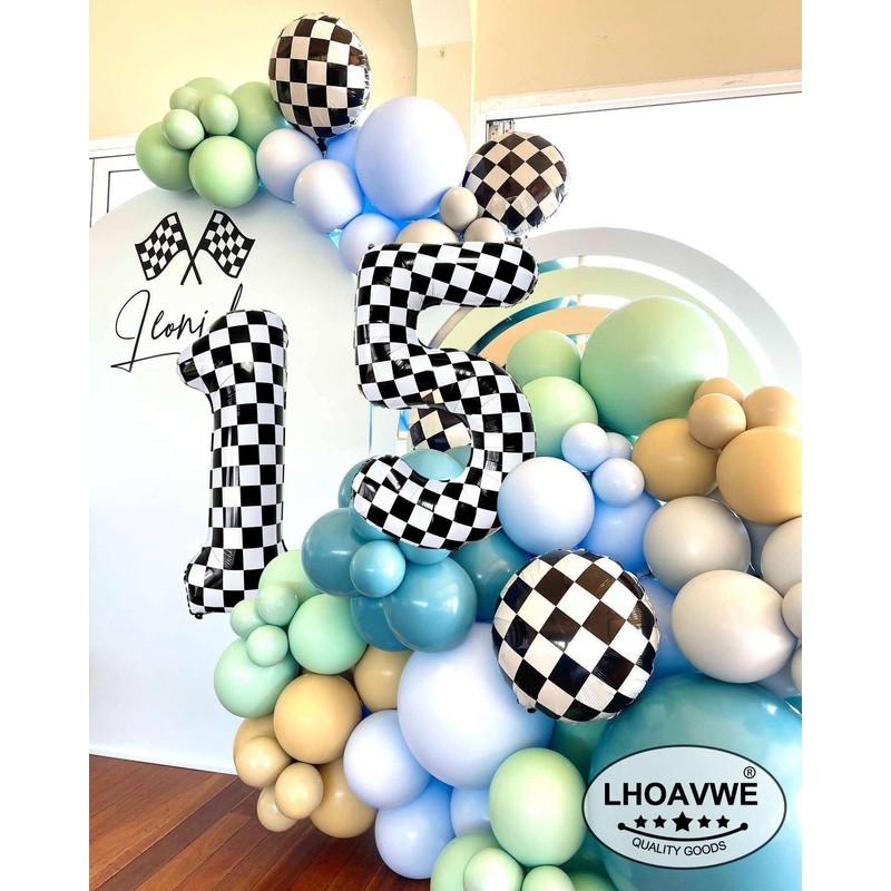 Checkered Number 0 Balloons 40 Inch Giant Race Car Checkered