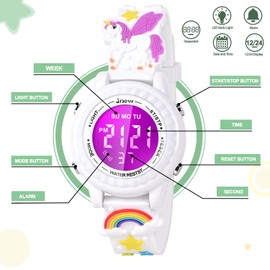 VAPCUFF Gifts for Kids Age 3-10, Sports Outdoor Kids Watch for Girls Educational Toys for Girls Age 3 4 5 6 7 Learning Gifts for 3-9 Year Old Girls Gifts for Back to School - White