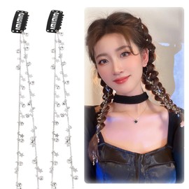 YANHUILAY Rhinestone Hair Chains, Set of 2, Hair Chain for Braids, Glitter, Hair Arrangement, Parties, Accessories, Easy Installation, Cultural Festivals, Sports Festivals, Weddings, Receptions,