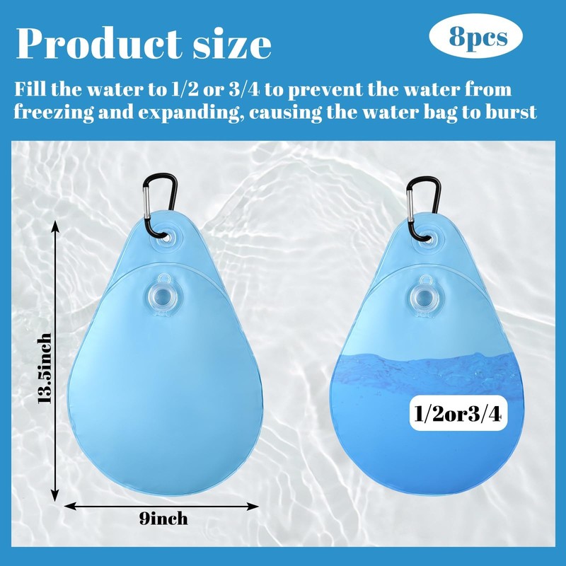 Pool Cover Weights Water Bag, Pack of 8 Thickened Pool