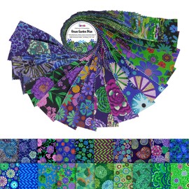 Soimoi Jelly Roll Fabric Strips for Quilting, Precut Fabric for DIY, 40 Strip Assorted Bundle, Jelly Roll for Scrapbooking, Perfect Quilting for Sewing, Craft, Home Decor- Ocean Garden Bliss