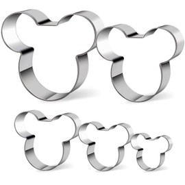 Pack of 5 Mouse Cookie Cutters – Stainless Steel Mouse Shaped Cutters in Different Sizes for Kids Boys Girls Fruit Cutters Vegetable Cutters for Baking Bento Box Bakeware for Holiday Birthday Party