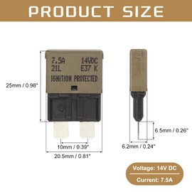 DMiotech Automatic Mini Reset Fuse, 14V DC 7.5A ATC/ATO Auto Circuit Breaker Reset Fuses Low Profile Blade Fuses for Car Truck SUV Marine Boat Motorcycle, Brown