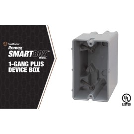 Southwire Electrical Box for Lighting Fixture, 50lb Ceiling Fan and 75lb Light Fixture Support, 22.5Cu with Depth Adjustment, 1 Gang, Gray, MSB22+