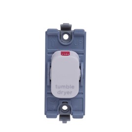 Schneider Electric Lisse White Moulded - Rocker Switch Module, for Tumble Dryer, Double Pole, 50A, GGBL20DPTDW, White, Pack of 5