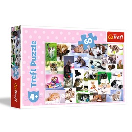 Trefl 17332 Katzenwelt 60 Teile, für Kinder ab 4 Jahren Puzzle, Multi-Coloured