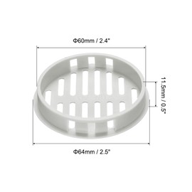 sourcing map 10Pcs 60mm/2.4in Air Vents Circular Soffit Vents, Light Grey Plastic Soffit Vent Cover for Bathroom Home, Office, Kitchen, Cabinet, Wardrobe