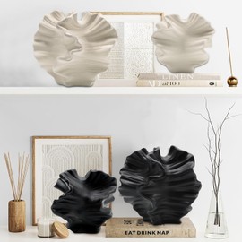Ceramic Vase, SUKIYPO Set of 2 Black Modern Vases for Nordic, Decorative Vases, Aesthetic Boho Flower Vase for Home, Living Room, Office, Farmhouse, Coffee Table Decoration