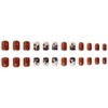 24 Pcs Fall Press on Nails Short Square Coffee Brown
