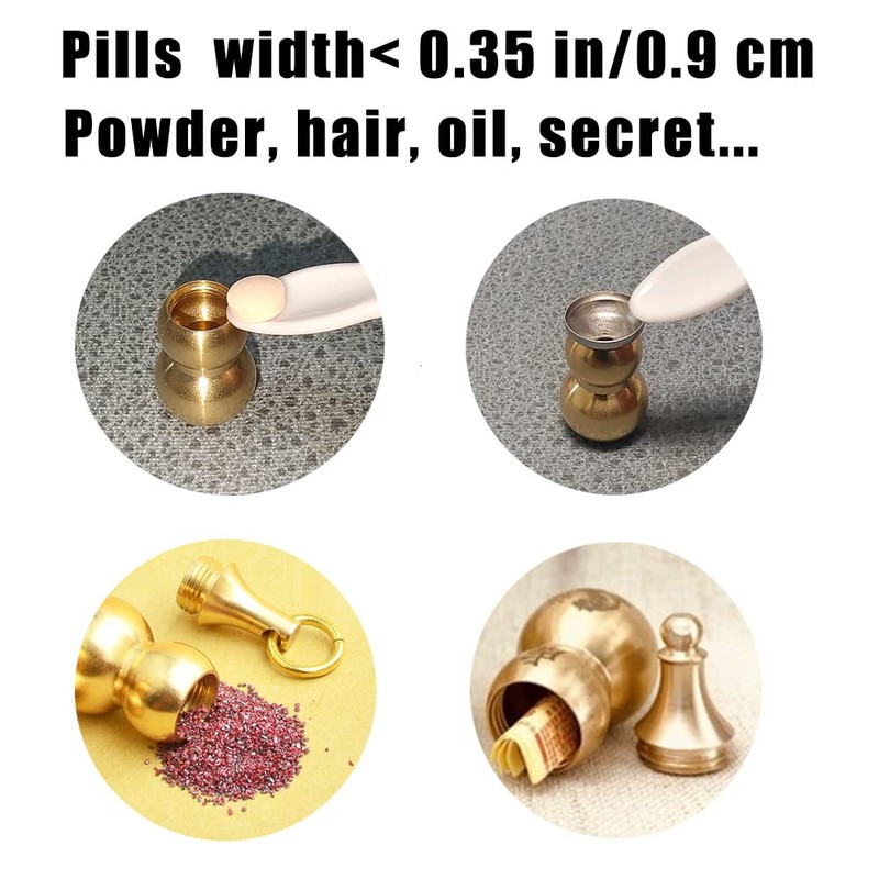 CODEKALA ひょうたんキーホルダー スタッシュジャーキット 真鍮製 防水 小型ピルホルダー スプーン 金属製ミニ漏斗 アウトドア 旅行