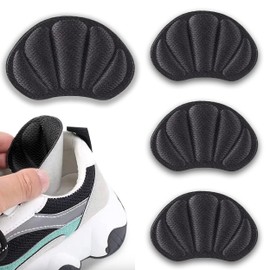Heel Grips, 2 Pairs of Shoe Heel Pads Stick-on Protectors - Blister Prevention if Shoes Too Big for Ladies & Men by Unel (Black)