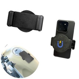 Kinka 2025 Motorcycle Magnet, Smartphone Holder, Phone Holder, 2.6 inches (66 mm), Super Strong Magnet, Fuel Tank, Drop Prevention, One-touch, Size Adjustment, 23.6 - 43.3 inches (60 - 110 cm