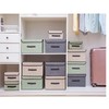 EURXLQ Grey Foldable Storage Box with Lid, Linen Fabric Foldable