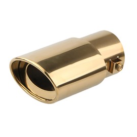 R-STYLE Oval Type Stainless Steel Muffler Cutter for Easy Dress Up Rear View of Your Car (Gold - Straight)
