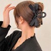Hair Claw Clips with Satin Bows, Set of 2, Brown