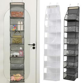 6-Shelf Over Door Hanging Organizer, 2 Pack Behind the Door Storage Organizer with Clear Plastic Pockets, Door Hanging Closet Organizer for Bedroom, Nursery, Bathroom to Store Clothes