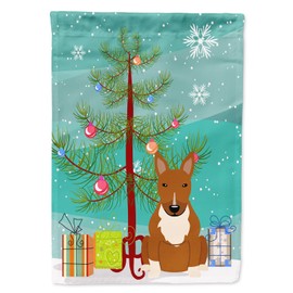 Caroline's Treasures BB4259GF Merry Christmas Tree Bull Terrier Red Garden Flag Mailbox Flag Decorative Yard Flag Banner Outside Patio Artwork Yard Flower Beds, Garden Size, Multicolor