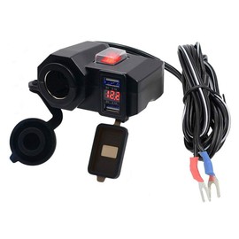 D74CS - Adattatore per accendisigari a LED per moto, con supporto touch da 12 V/24 V, per moto, impermeabile