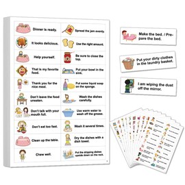 Lachilly Daily Routine Sentences - Stickers, Behavior Chart, Responsibility Chart, Schedule for Kids & Autism, Early Childhood Education - 10 Sheets, 200 Sentences, Ages 3+