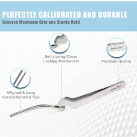 A2Z Scilab Dental Articulating Paper Forceps - Stainless Steel Articulationg Paper Handling Holding Forceps Tweezers with Long Serrated Jaws - Dental & Surgical Instruments - 6 Inch (Curved Tips)