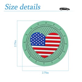 AUCELI 2 Pack Car Cup Holder Coasters, Colored American Flag US Flag Insert Car Cup Coaster, 2.75 Inch Anti Slip Shockproof Embedded Drink Mat, Vehicle Interior Decor Accessories