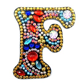 MEDOYOH DIY Letters "F" Diamond Painting Key Chains, Double-Sided Retro DIY Diamond Painting Kits Keychain, DIY Letters Art Craft Crystal Diamond Keyring Kits for Key Chain Pendant Bag Decor Brooch