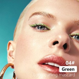 BINGBRUSH Colored Mascara for Eyelashes, Voluminous Colorful Mascara, Pink Purple Blue Green Red-Lengthening, Defining, Curling, Multiplying Formula (#04-Green-1, 1 Count (Pack of 1))