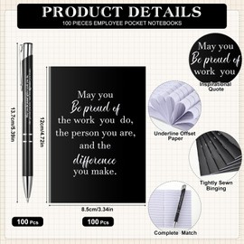 Patelai 100 Set Thank You Gifts for Men Inspirational Notepad and Pen Employee Appreciation Gifts Mini Motivational Journal May You Be Proud Back to School Gifts for Teacher Coworkers Volunteer