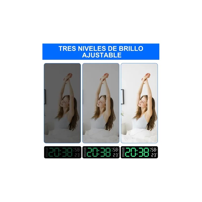 Reloj De Pared Digital Con Termómetro, Alarmas Y Calendario