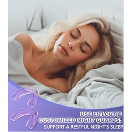 Protector Bucal para Mujeres, 2 Tamaños (Paquete de 4) Protector Bucal para Rechinar Dientes por la Noche, Protectores Nocturnos para Dormir