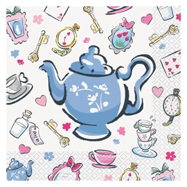 Unique 77282 Alice in Wonderland Party Napkins, 16ct6.5" X 6.5"