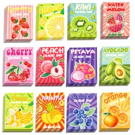 12 Pcs Fruit Coloring Books Fruit Party Favors Strawberries Oranges Kiwi Watermelon Cherries Pineapple Avocado Banana Bulk Mini Coloring Books Bulk for Kids DIY Art Drawing Activity Book Set