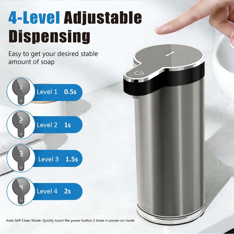 Automatic Soap Dispenser Touchless - 350ml 304 Stainless Steel, 0.25s